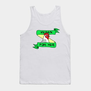 VEGAN FOR THE ANIMALS - Cute Hen with Green Banner Tank Top